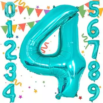 1 шт. 32-дюймовый мятно-синий алюминиевый фольгированный цифровой воздушный шар, подходит для украшения фона на день рождения, свадьбу, годовщину и День святого Валентина 32 Mint Blue Number 0