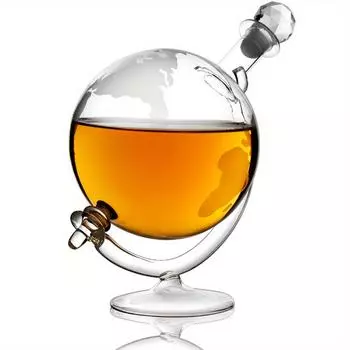 1 шт., 33,81 унции, стеклянная бутылка, креативный глобус, графин, принадлежности для бара, контейнер для виски, диспенсер для вина из боросиликатного стекла, аксессуары для кухонного бара