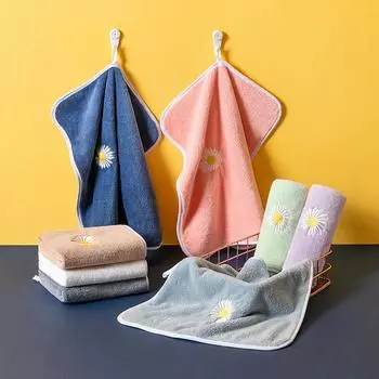 1 шт. 34x34 см квадратное мягкое коралловое флисовое полотенце с вышивкой в виде цветов, любви, звезд, луны для дома, ванной комнаты, детей и взрослых 34x34cm