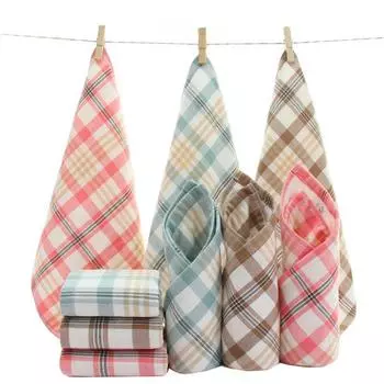 1 шт. 34x34 см квадратное винтажное клетчатое полотенце из 100% хлопка, мягкое, впитывающее воду, для ванной, для взрослых и детей 34x34cm розовый