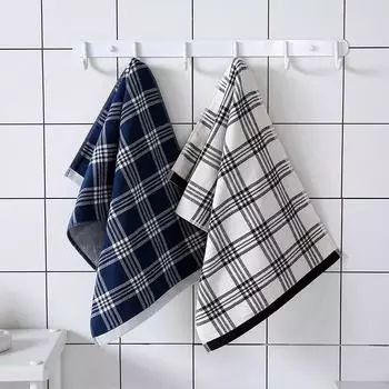 1 шт. 34x76 см махровое марлевое хлопковое винтажное клетчатое домашнее банное душевое полотенце для взрослых мужчин спортивное полотенце для рук 34x76cm синий