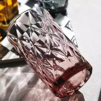 1 шт. 350 мл 12 унций винтажный рельефный розовый синий зеленый серый цветной стеклянный стакан для воды высокий тяжелый толстый стеклянный стакан 301-400ml