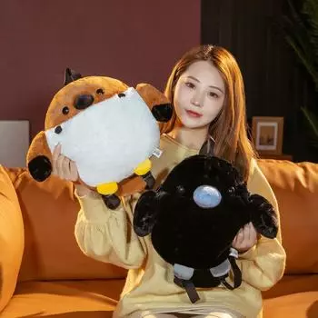 1 шт., 35*40 см, милый плюшевый рюкзак с изображением воробья и вороны, подушка, милая твидовая игрушка-птица, мягкие куклы-животные, детский подарок на день рождения 35CM красно-коричневый