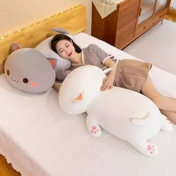 1 шт. 35/50/65 см лежащая кошка плюшевая игрушка мягкая милая кошка кукла милая подушка животное мягкая мультяшная подушка детский рождественский подарок 35cm
