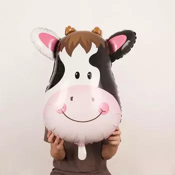 1 шт 35 дюймов большой алюминиевый пленочный воздушный шар в виде головы коровы для украшения лесной вечеринки 1PCS