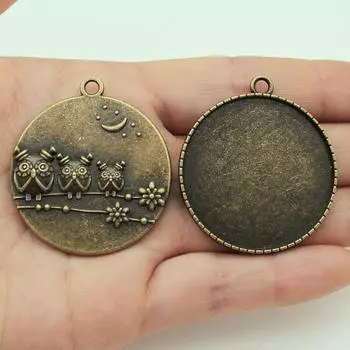 1 шт., 35 мм, круглый внутренний размер, стиль совы, кабошон, основа, античная бронза, цвет для изготовления ювелирных изделий, фурнитура для ювелирных изделий