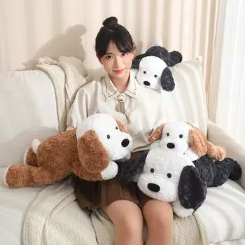 1 шт. 35 см/55 см милый щенок плюшевая игрушка мягкая игрушка животное спускающаяся собака кукла подушка для сна рождественский подарок для детей 35cm коричневый