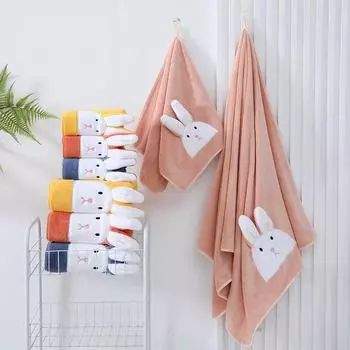 1 шт. 35x75 см 3D Кролик подвесное полотенце для рук коралловый флис домашняя мягкая ванная душевая салфетка 35x75cm&1pc жёлтый