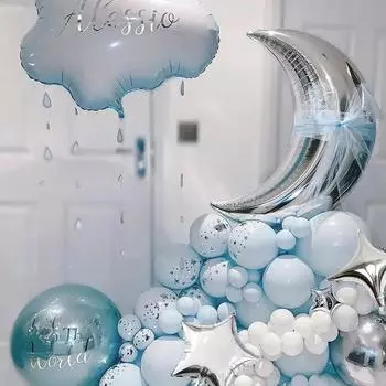 1 шт. - 36-дюймовый воздушный шар из алюминиевой фольги в форме луны, используется на день рождения, свадьбу, День святого Валентина дома, воздушный шар из фольги «Звездное небо», используется для украшения вечеринки Silver - 1pc золотой