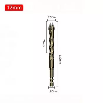 1 шт. 3-12 мм крест-шестигранная плитка сверло для открывания отверстий из сплава сверло для стекла, металла, керамики 12mm