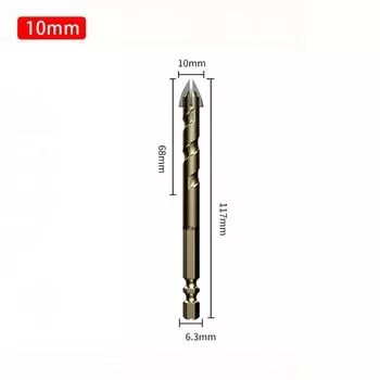 1 шт. 3-12 мм крест-шестигранная плитка сверло для открывания отверстий из сплава сверло для стекла, металла, керамики 10mm