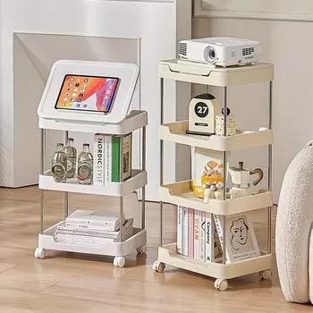 1 шт. 3/4-уровневая полка на тележке с верхней крышкой для хранения, органайзер на тележке для спальни, ванной комнаты, детской комнаты, прачечной Three layer белый