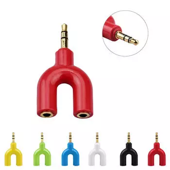 1 шт. 3,5 мм разветвитель адаптер стерео аудио Y-разветвитель 2 гнездовой кабель удлинитель адаптер для наушников микрофона зелёный