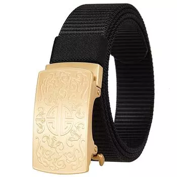 1 шт. 3,5 см нейлоновый тканый ремень мужской модный застежка на пуговицу беззубая пряжка из нержавеющей стали Ly36-61937-3 120cm