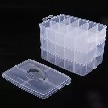 1 шт. 3-х уровневый прозрачный пластиковый органайзер для макияжа, коробка для хранения ювелирных изделий, съемный чехол для хранения игрушек, органайзер для отделки 1
