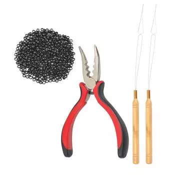 1 шт. 3-отверстия I-образные щипцы для волос петля игла нитевдеватель 500 шт 2,5 мм микро кольца звенья бусины наращивание волос набор щипцов