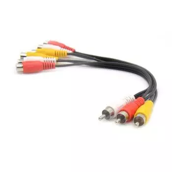 1 шт. 3 RCA штекер на 6 гнездо разветвитель шнур DVD AV аудио видео адаптер кабель