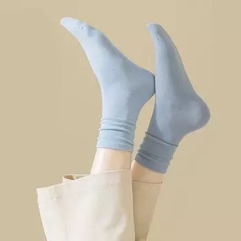 1 шт/3 шт/5 шт/10 шт женские носки средней длины универсальные однотонные осенне-зимние ворсовые носки в стиле ретро длинные носки носки в японском стиле 1Pc темный кофе