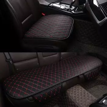 1 шт./3 шт. автомобильное переднее заднее сиденье из искусственной кожи, коврик, подушка с карманом 3Pcs/Set чёрный/белый