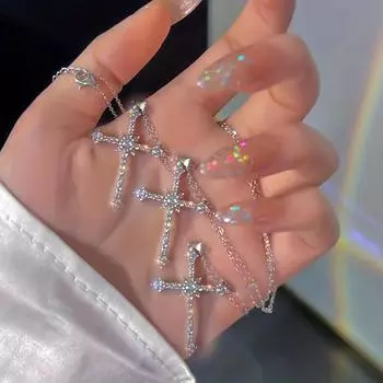 1 шт 3 шт/комплект крестовых ожерелий женские ожерелья сияющие звезды холодный ветер Ins ветер вечеринка 1pc