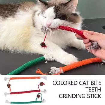 1 шт/3 шт красочные кошки хлопковая веревка игрушка жевательная игрушка противостоит жеванию забавная интерактивная жевательная игрушка для маленьких кошек инструмент для скрежетания зубами зелёный