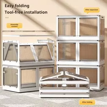 1 шт./3 шт. складной ящик для хранения с крышками на передней двери, прозрачные складные штабелируемые контейнеры для хранения, многоцелевой ящик для хранения для гардероба 1pc белый