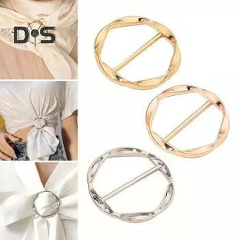 1 шт/3 шт женские шарф кольцо цинковый сплав рубашки зажимы скручивание тройник узел кольцо футболка галстуки платье зажимы одежда затягивающий зажим для рубашки шарф платье Silver