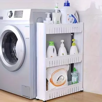 1 шт. 3-слойный супер узкий шкаф-органайзер для холодильника с краем - отдельно стоящая тележка для хранения в ванной и гостиной 3 Layers белый