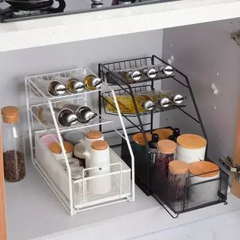 1 шт. 3-уровневая полка для специй, наклонная полка для хранения в гостиной, ванной комнате, стеллаж для хранения под раковиной, органайзер для кухонного шкафа белый