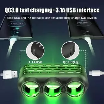 1 шт. 3 в 1 двойной USB-разъем 120 Вт автомобильный прикуриватель разветвитель 12 В 24 В быстрое зарядное устройство штекер телефон адаптер питания для автомобиля