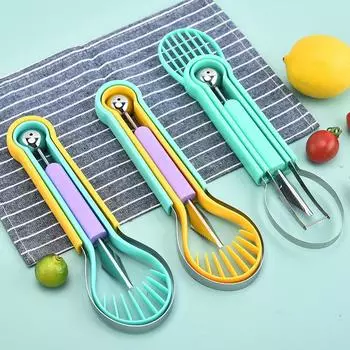 1 шт. 3 в 1, копатель для фруктовых шариков, сборщик плоти, открытый арбузный шар, копатель, ложка, инструмент для сбора фруктов, нож для удаления фруктов A