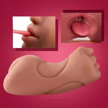 1 шт. 3 в 1 Мужской мастурбатор Реалистичная карманная киска, Mansbatee Двусторонняя мужская секс-игрушка Рот Язык Текстурированное влагалище и узкий анус для мужчин Мастурбация