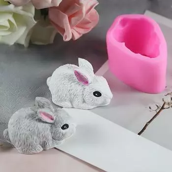 1 шт. 3D форма для кролика, силикагель, форма для свечей, форма для пасхального кролика, торта, сахарного торта, шоколада, форма для силикагеля YSX розовый