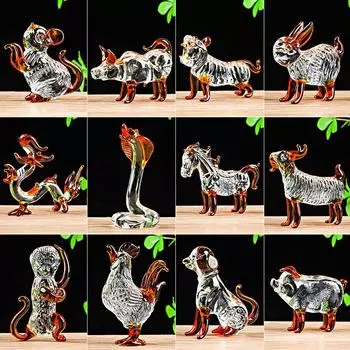 1 шт. 3D Изысканная традиционная хрустальная фигурка зодиака, вырезанная вручную скульптура животного, подарок на день рождения