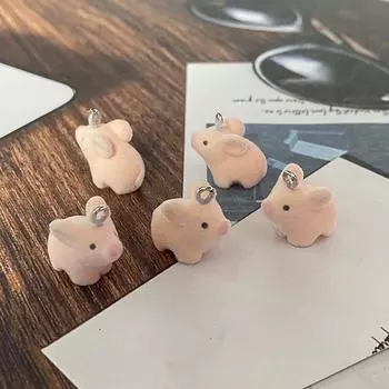 1 шт. 3D мини-флокированные розовые свиньи из смолы подвески оптом кавайные животные кулон для сережек брелок для ювелирных изделий своими руками аксессуары OneSize