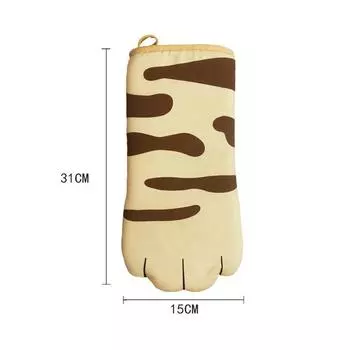 1 шт. 3D мультяшные лапки для кошек и животных, длинные хлопковые перчатки для выпечки, термостойкие нескользящие кухонные перчатки для микроволновой печи белый