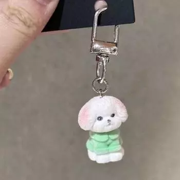 1 шт. 3D мультяшный флокированный брелок для ключей с изображением собаки бишона, кавайный брелок для ключей с изображением животных, сувенирные подарки для женщин и мужчин, автомобильные ключи, ювелирные изделия своими руками