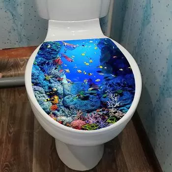 1 шт. 3D наклейка на сиденье унитаза, художественные обои, наклейки для ванной, самоклеящиеся съемные наклейки на крышку унитаза, аксессуары для домашнего декора разноцветный