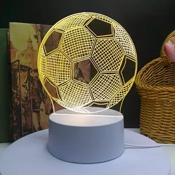 1 шт. 3D ночник креативный акриловый прикроватный светильник, серия футбола 3D модель, 7 цветов черное основание теплое белое основание светодиодный декор MULTI&2.5W