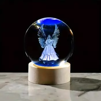 1 шт., 3D-ночник с хрустальным шаром «Ангел-хранитель», подарок на День святого Валентина, день рождения, годовщину для жены, девушки, матери 2.36inch