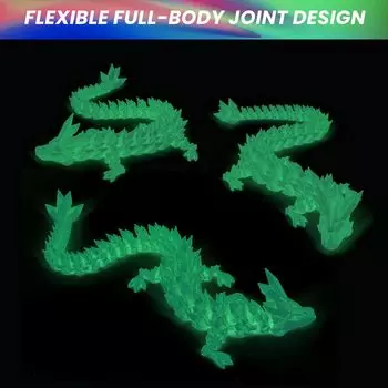 1 шт. 3D печатный дракон, хрустальный дракон, динозавр, дракон с подвижными суставами, рождественская игрушка-непоседа, подарки для взрослых, Пасха