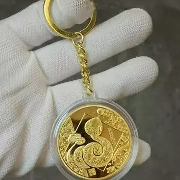 1 шт. 3D рельефная сумка-подвеска 2025 китайский зодиак год змеи памятные монеты счастливый брелок коллекционные предметы подарок
