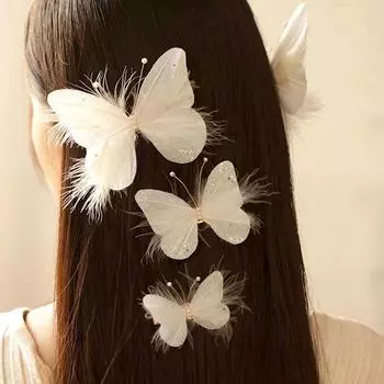 1 шт. 3D стереоскопические модные аксессуары для волос с перьями, нежная шпилька, изящный зажим для волос с бабочкой, свадебный головной убор