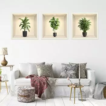 1 шт. 3D стикер на стену с изображением растений и цветов, сделай сам, Корона, стеклянные наклейки для гостиной, спальни, свадебный декор, самоклеящиеся наклейки на холодильник 32cmX32cmX1Pcs