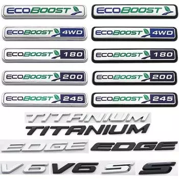 1 шт. 3D TITANIUM EDGE V6 S ECOBOOST ABS задний автомобильный логотип на английском языке наклейка на крыло боковая наклейка на задний бампер задняя дверь багажник эмблема значок аксессуары S серебряный