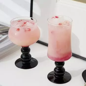 1 шт. 400 мл 13 унций скандинавский стиль бар коктейль прозрачный стеклянный черный шарик на ножке кофейная кружка в форме шара йогурт мусс чашка мороженое other