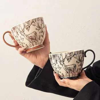 1 шт. 400 мл пара кружек для воды креативная керамическая кружка для офиса послеобеденный чай латте кофе чашка для домашнего завтрака овсяное молоко кружка напиток подарки 400ml