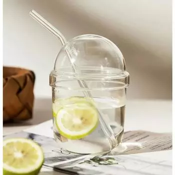 1 шт. 400 мл прозрачная стеклянная чашка с крышкой и трубочкой для питья стаканы для холодного кофе кружка с трубочкой посуда подарочная чашка для чая с пузырьками 400ml чистый