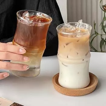 1 шт. 400MI бамбуковый узел стеклянная прозрачная кружка кофейная чашка термостойкая чашка для чая летняя фруктовая соковая молочная вода кружка для питья 401-500ml