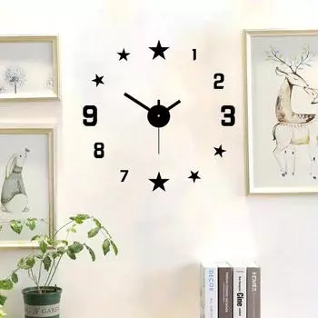 1 шт. 40 см Black Star Mute DIY часы, для гостиной, спальни, настенные часы для рабочего стола, предметы интерьера